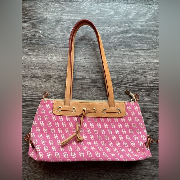 Dooney & Bourke Handbags - Vintage pink monogrammed dooney & bourke handled tote
